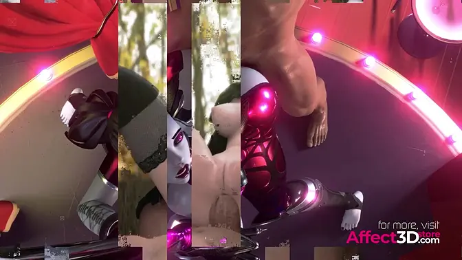 Animated firebrand sucks and rides cock in 3D