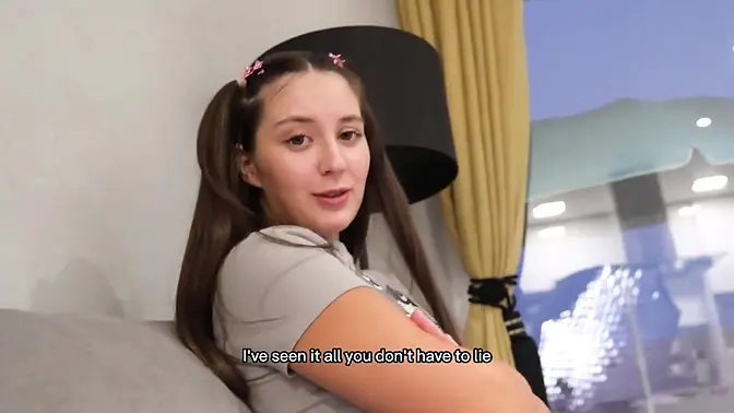 Step sister catches sis with lucky guy