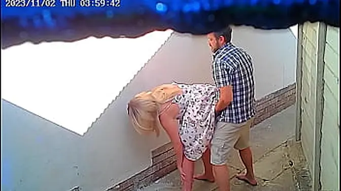 Hidden camera captures couple fucking outside restaurant