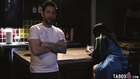 Suffering Latina mom succumbs to lust with hubby's guidance, getting it on with his buds'