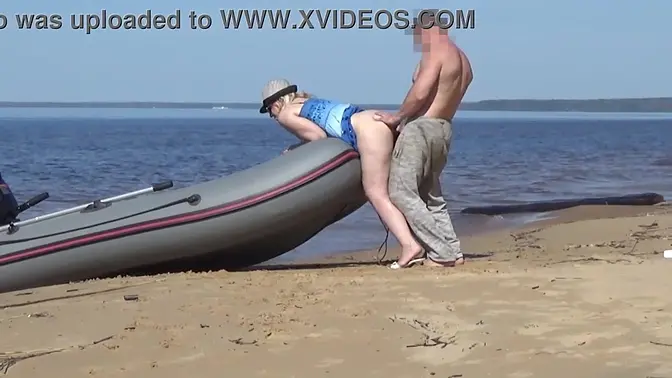 Blonde tourist gets doggy style fucked on boat
