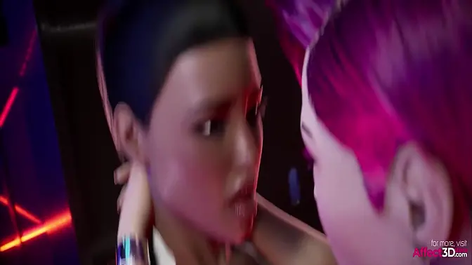 Futanari babe licks and rides 3D cock