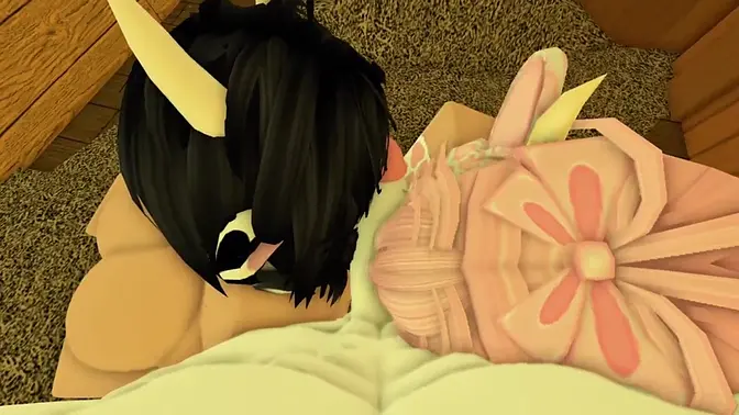 Teen gets gangbanged in Roblox by friends with big tits