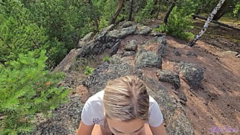 Mountain Climax🚀 - Instructor's Wet Mouth Cum Sucking on Hiking Trail