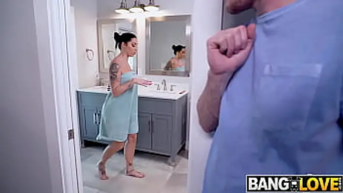 Shaved brunette MILF rides and sucks cock