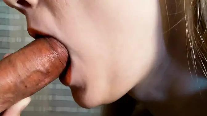 Amateur babe deep throats and swallows his big cock
