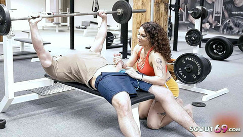 Ruthless Rampage in Fitness Studio - Voluptuous Blondes ravage Unwitting Guy