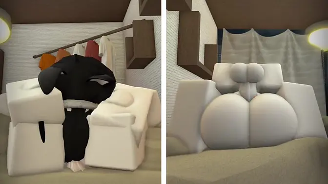 Teen with big tits sucks cock and rides in Roblox game