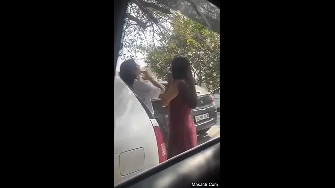 College girl gives blowjob in car while friend records