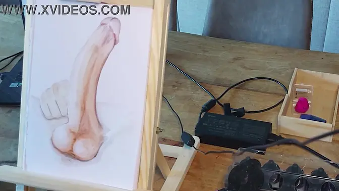 Hot artist paints with her ass