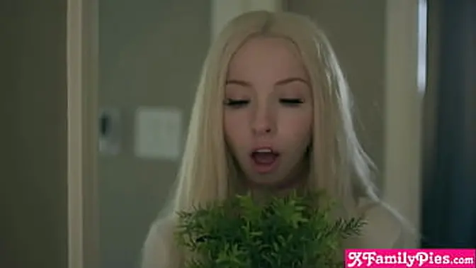 Petite blonde teen gets taboo family fucked and licked