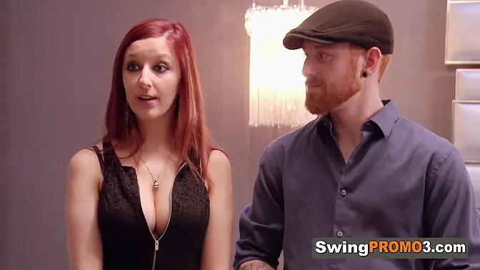 Redheaded wife gets double penetration at party