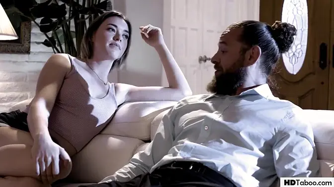 Stepbrother's daughter gets intimate with her stepdad