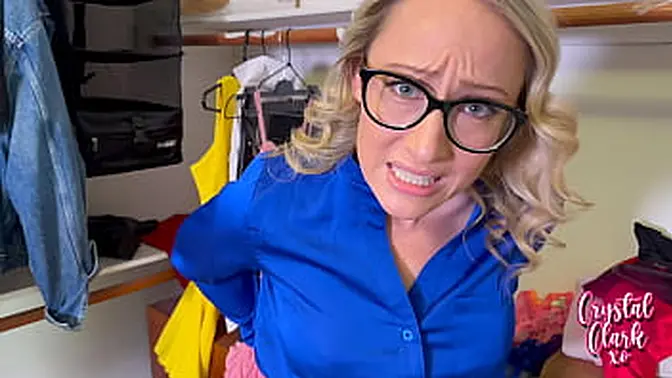 Stepson helps busty blonde milf get dressed in lingerie