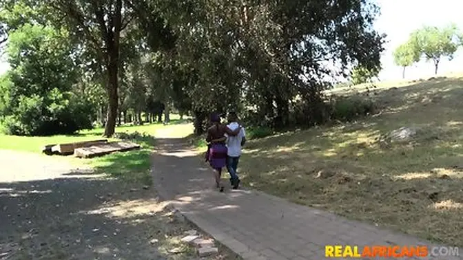African couple busted outdoors in public park