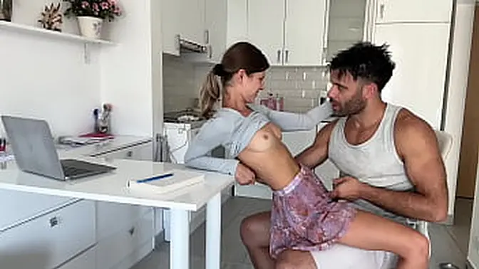 Skinny Latina gives wild blowjob and rides monster cock