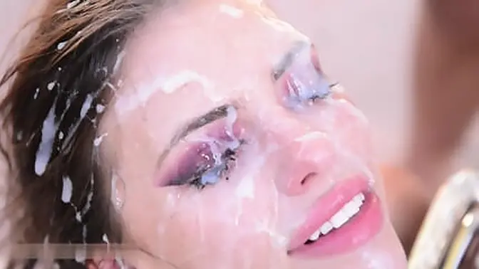 Adriana Chechik splattered in epic upcaled 4K bukkake