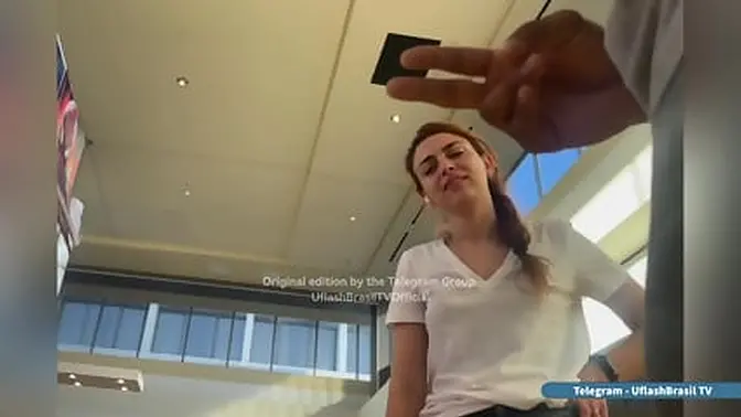 Office worker flashes her soaking bulge at coworkers