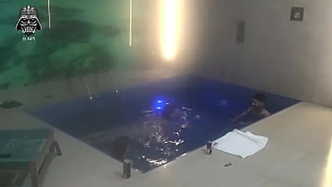 Friends and hotwife enjoy a public pool threesome