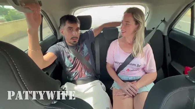 Cheating MILF gets fucked in the backseat while hubby drives