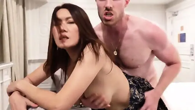 Thai MILF with big tits gets a creampie