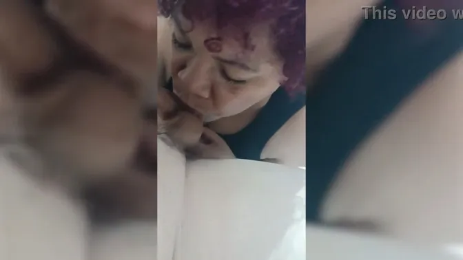 Chubby Latina Gostosa strips and sucks cock in fishnet lingerie