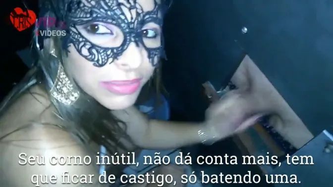 Horn films his wife in the gloryhole cabin sucking strangers, she sucks tasty, swallows milk and gives pussy, the corninho is also cursed