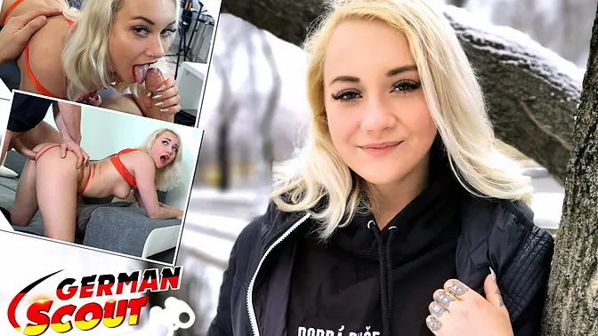 German Scout picks up and fucks petite girl for first time casting fuck