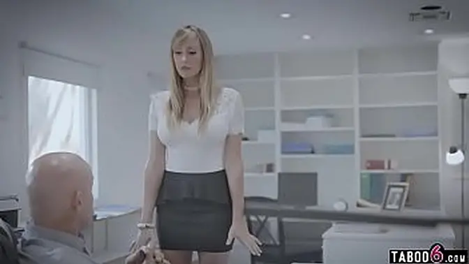 Blonde MILF secretary submits to her boss's big rod demands