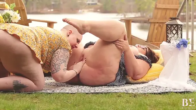 Two gorgeous women enjoy lesbian lust in a romantic lunch scene