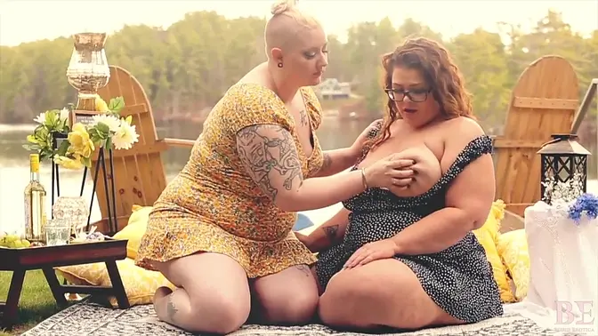 Two gorgeous women enjoy lesbian lust in a romantic lunch scene