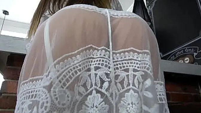 Gorgeous blonde in white lacy underwear gets fucked by a big cock🍆