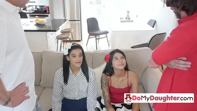 Teen daughters fuck their horny dads for cash