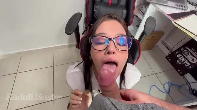 Latina beauty sucks huge cock to pass class