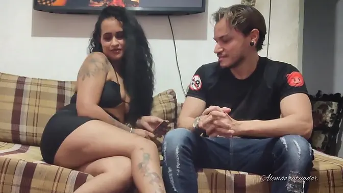 Hot Brazilian MILF gets tattoo and gives head