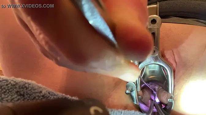 Shaved and ready for gyno play with sound and speculum