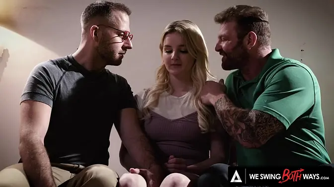 Teen girl deepthroats and gets double banged in wild bi threesome