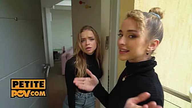 POV - Two slutty blondes and a brunette share a lucky guy in a foursome