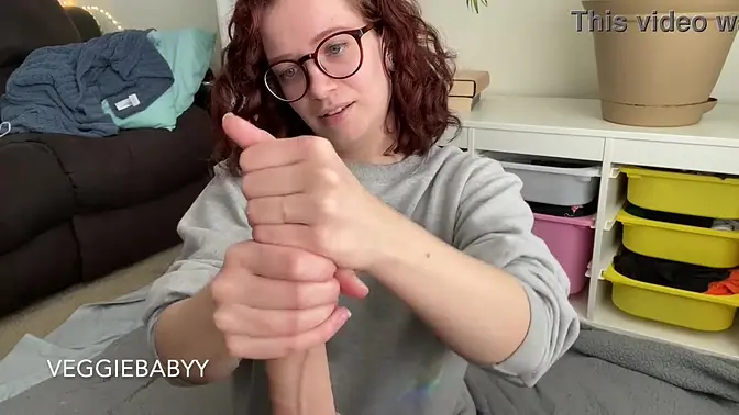 VeggieBabyy's sloppy BJ POV, grey shirt, custom non-nude d*ck toy ride - full-on hardcore