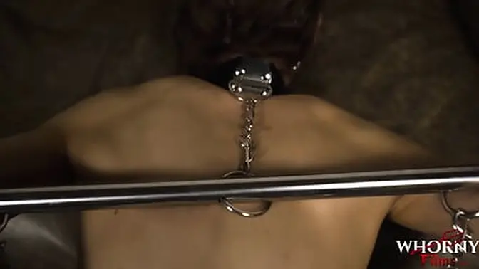 Skinny teen with big tits takes intense anal fuck in BDSM scene