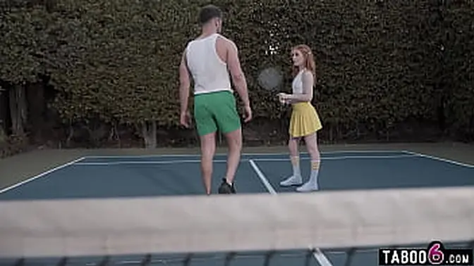 Petite redhead teen slut gets nailed hard in tennis lesson