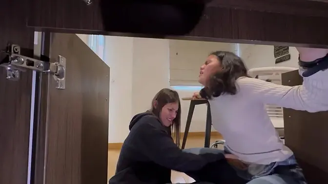 I didn't realize my maid was so hot, she bent down to clean the study 