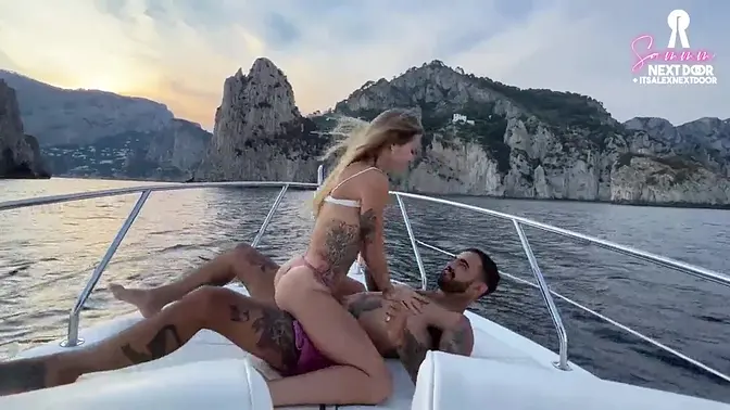 Captivating couple gets banged on boat tour in public