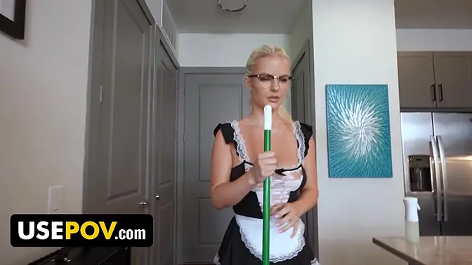 Slimthick maid sucks and fucks whenever she's told