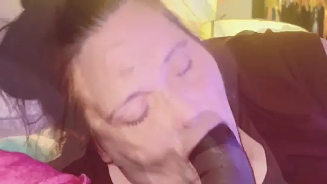 Thick midget slut gags on BBC in deep throat blowjob