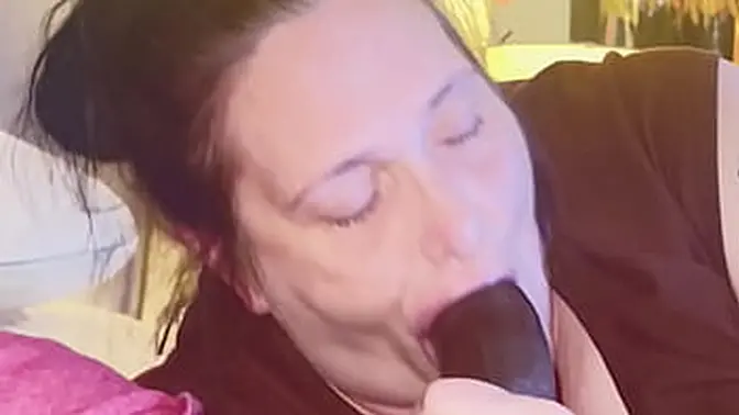 Thick midget slut gags on BBC in deep throat blowjob