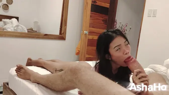 Older man with huge cock breaks petite Asian beauty's mouth and pussy