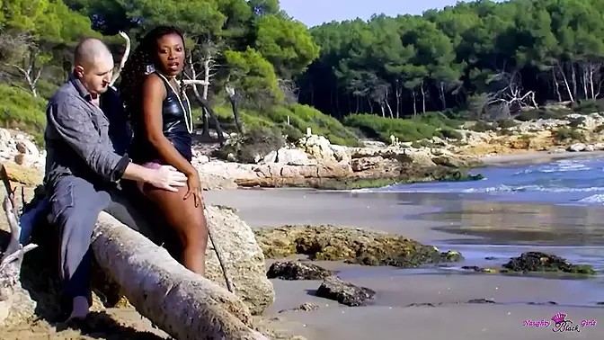 Exotic Ebony Babe Mounts Massive Wang Outdoors on the Beach in Cowgirl Position