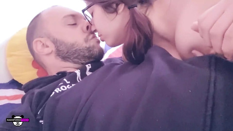 Just when she finished 69ing, she used her tongue to clean his damp hoodie