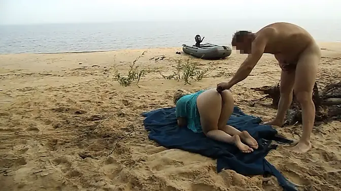 Big Ass MILF railed on public beach